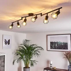 Plafonnier Baripada Noir, 6 Lumieres