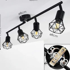 Plafonnier Baripada Noir, 4 Lumieres