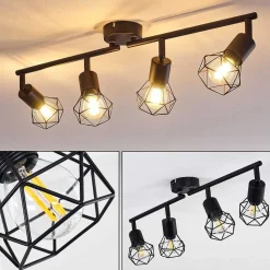 Plafonnier Baripada Noir, 4 Lumieres