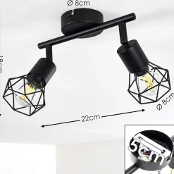 Plafonnier Baripada Noir, 2 Lumieres