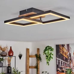 Plafonnier Bealo Led Brun, Couleur Bois, 1 Lumiere