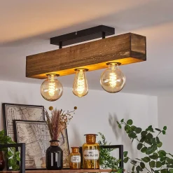 Plafonnier Berat Brun, Noir, 3 Lumieres