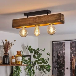 Plafonnier Berat Brun, Noir, 3 Lumieres