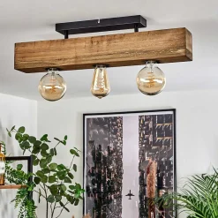 Plafonnier Berat Brun, Noir, 3 Lumieres