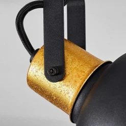 Plafonnier Blackburn Noir Dore, 2 Lumieres