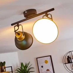 Plafonnier Blackburn Noir Dore, 2 Lumieres