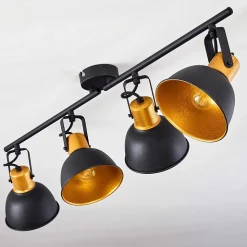 Plafonnier Blackburn Noir Dore, 4 Lumieres