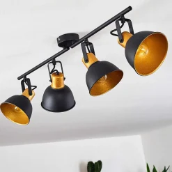 Plafonnier Blackburn Noir Dore, 4 Lumieres