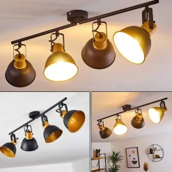 Plafonnier Blackburn Noir Dore, 4 Lumieres