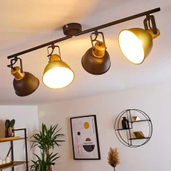 Plafonnier Blackburn Noir Dore, 4 Lumieres