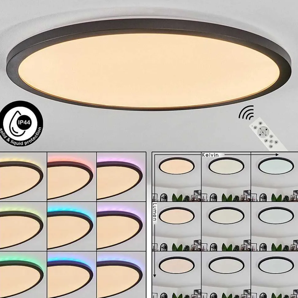 Plafonnier Boyero Led Noir, 2 Lumieres, Telecommandes, Changeur De Couleurs