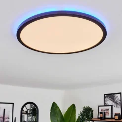 Plafonnier Boyero Led Noir, 2 Lumieres, Telecommandes, Changeur De Couleurs