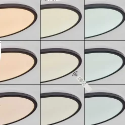 Plafonnier Boyero Led Noir, 2 Lumieres, Telecommandes, Changeur De Couleurs