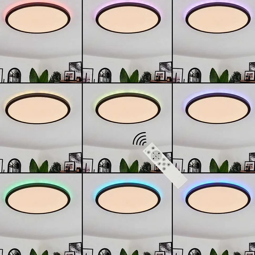 Plafonnier Boyero Led Noir, 2 Lumieres, Telecommandes, Changeur De Couleurs