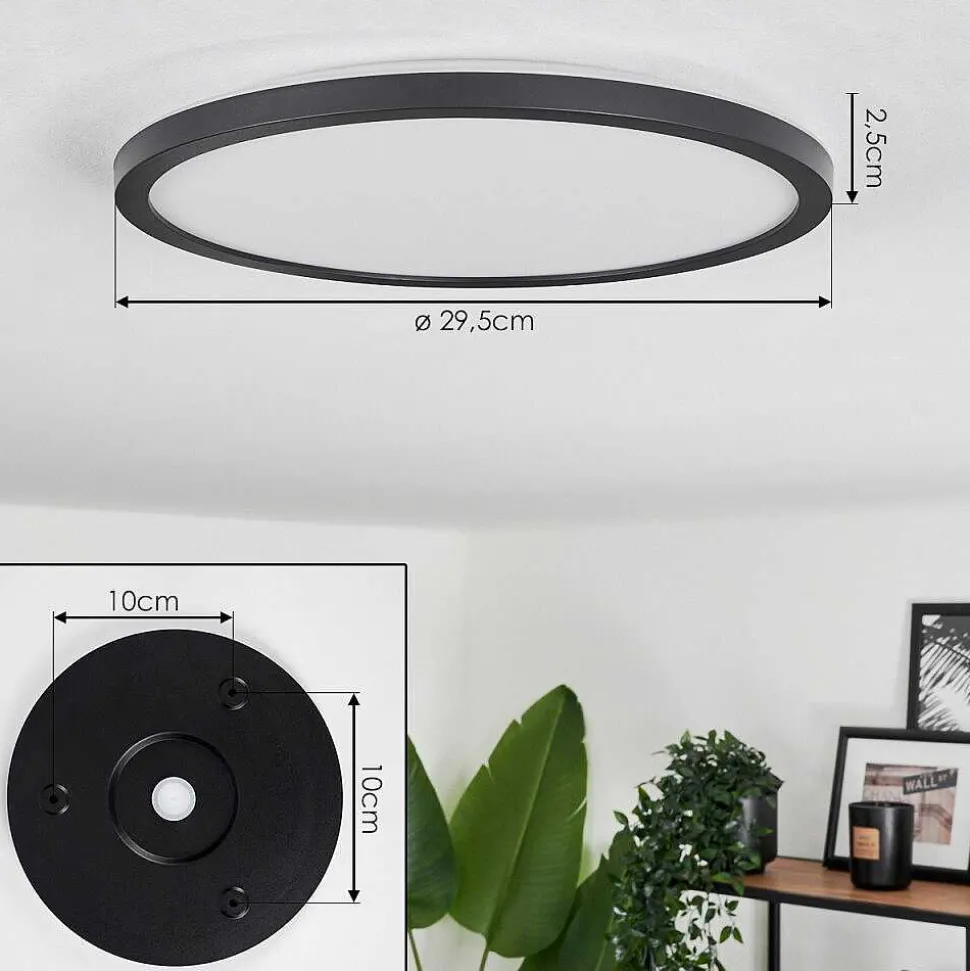 Plafonnier Boyero Led Noir, 2 Lumieres, Telecommandes, Changeur De Couleurs