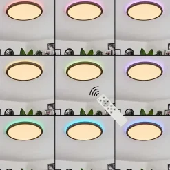 Plafonnier Boyero Led Noir, 2 Lumieres, Telecommandes, Changeur De Couleurs