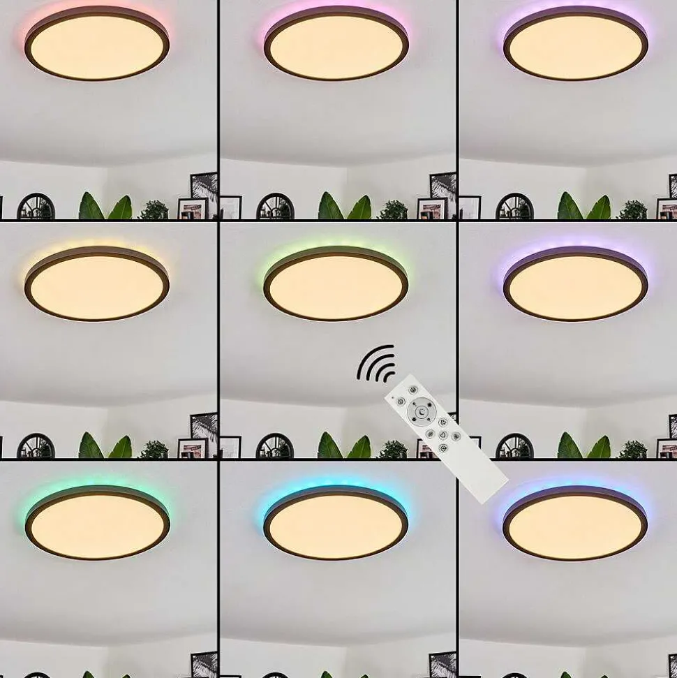 Plafonnier Boyero Led Noir, 2 Lumieres, Telecommandes, Changeur De Couleurs