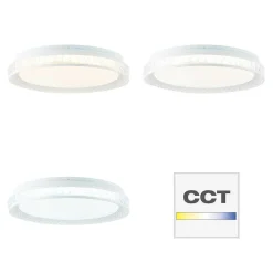 Plafonnier Brilliant Burlie Led Blanc, 1 Lumiere, Telecommandes, Changeur De Couleurs