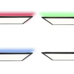 Plafonnier Brilliant Everett Led Noir, 1 Lumiere, Telecommandes, Changeur De Couleurs