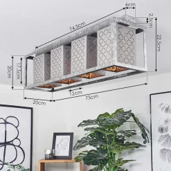 Plafonnier Buchanan Argente, 4 Lumieres