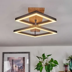 Plafonnier Cascada Brun, Couleur Bois, Noir, 1 Lumiere