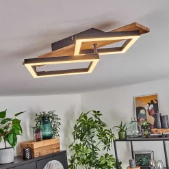 Plafonnier Cascada Brun, Couleur Bois, Noir, 1 Lumiere