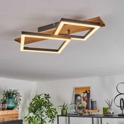 Plafonnier Cascada Brun, Couleur Bois, Noir, 1 Lumiere