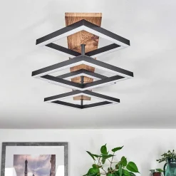 Plafonnier Cascada Led Brun, Couleur Bois, Noir, 1 Lumiere