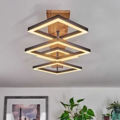 Plafonnier Cascada Led Brun, Couleur Bois, Noir, 1 Lumiere