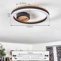 Plafonnier Cascada Led Brun, Couleur Bois, Noir, 1 Lumiere