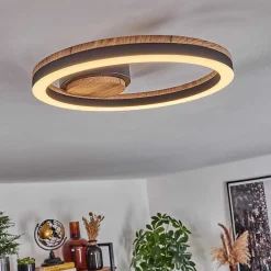 Plafonnier Cascada Led Brun, Couleur Bois, Noir, 1 Lumiere