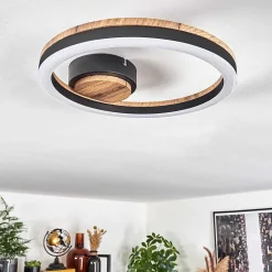 Plafonnier Cascada Led Brun, Couleur Bois, Noir, 1 Lumiere