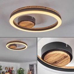 Plafonnier Cascada Led Brun, Couleur Bois, Noir, 1 Lumiere