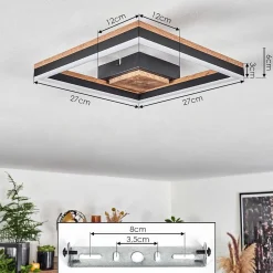 Plafonnier Cascada Led Brun, Couleur Bois, Noir, 1 Lumiere