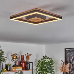 Plafonnier Cascada Led Brun, Couleur Bois, Noir, 1 Lumiere