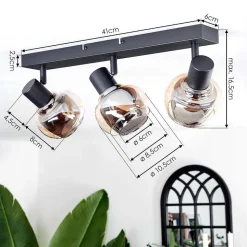 Plafonnier Cevio Noir, 3 Lumieres