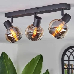 Plafonnier Cevio Noir, 3 Lumieres