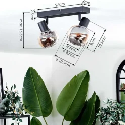 Plafonnier Cevio Noir, 2 Lumieres