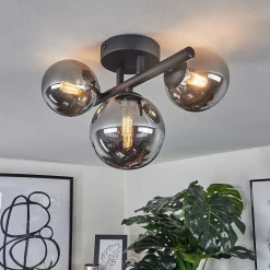 Plafonnier Chariton Led Noir, 3 Lumieres