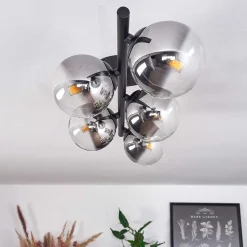 Plafonnier Chehalis Clair, Fume, 5 Lumieres