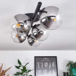 Plafonnier Chehalis Clair, Fume, 5 Lumieres