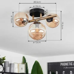 Plafonnier Chehalis Led Laiton, Noir, 3 Lumieres