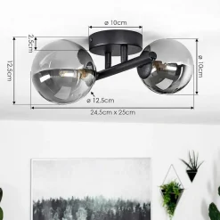 Plafonnier Chehalis Led Noir, 2 Lumieres