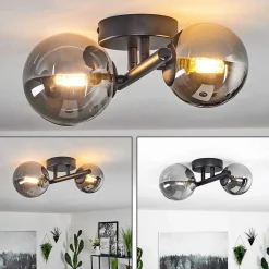 Plafonnier Chehalis Led Noir, 2 Lumieres