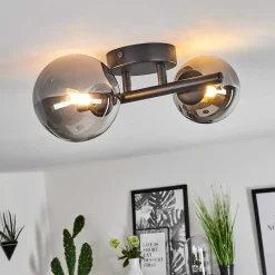 Plafonnier Chehalis Led Noir, 2 Lumieres