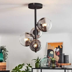 Plafonnier Chehalis Noir, 4 Lumieres