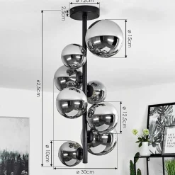 Plafonnier Chehalis Noir, 8 Lumieres