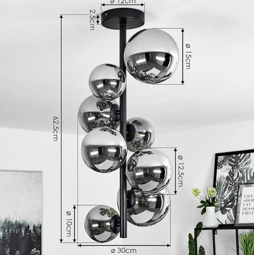 Plafonnier Chehalis Noir, 8 Lumieres