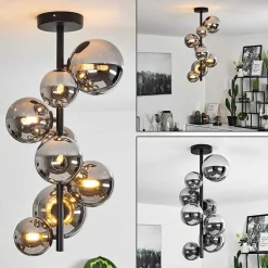 Plafonnier Chehalis Noir, 8 Lumieres