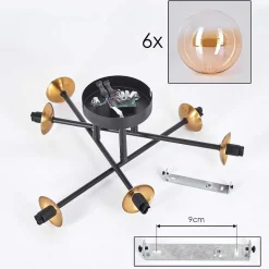 Plafonnier Chehalis Or, Noir, 6 Lumieres